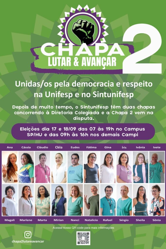 Eleições SINTUNIFESP: Apoiamos a Chapa 2: Lutar & Avançar